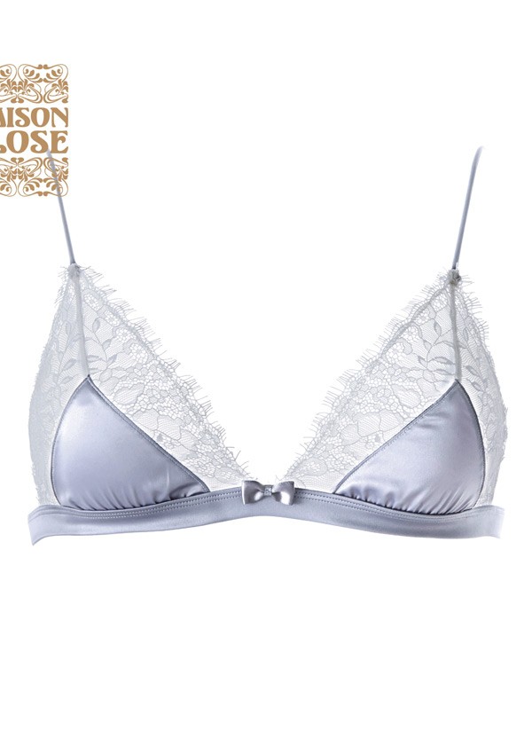Villa Satine grey triangle bra with lace Maison Close