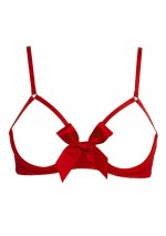 Cupless bra with bow in red Le Petit Secret Maison Close