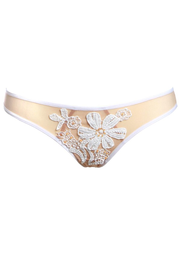 Nude brief with white lace - Flash You And Me